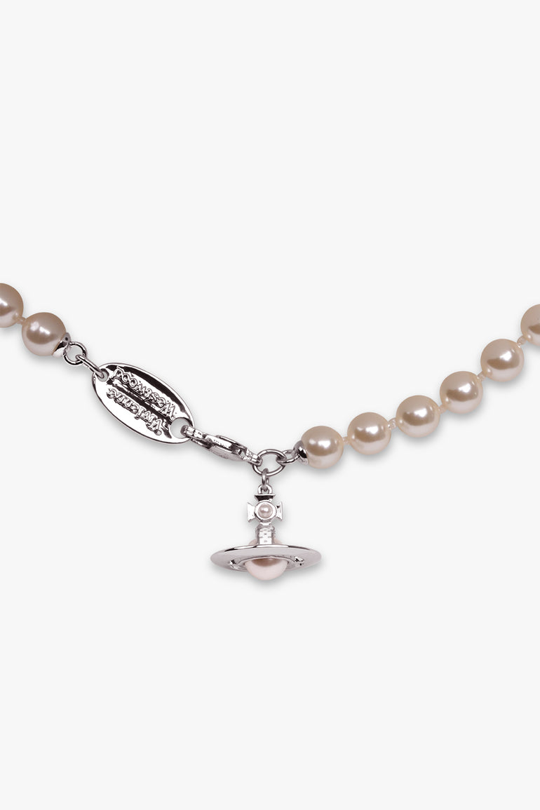 VIVIENNE WESTWOOD JEWELLRY SILVER / SILVER SIMONETTA PEARL NECKLACE | CREAM ROSE PEARL/WHITE