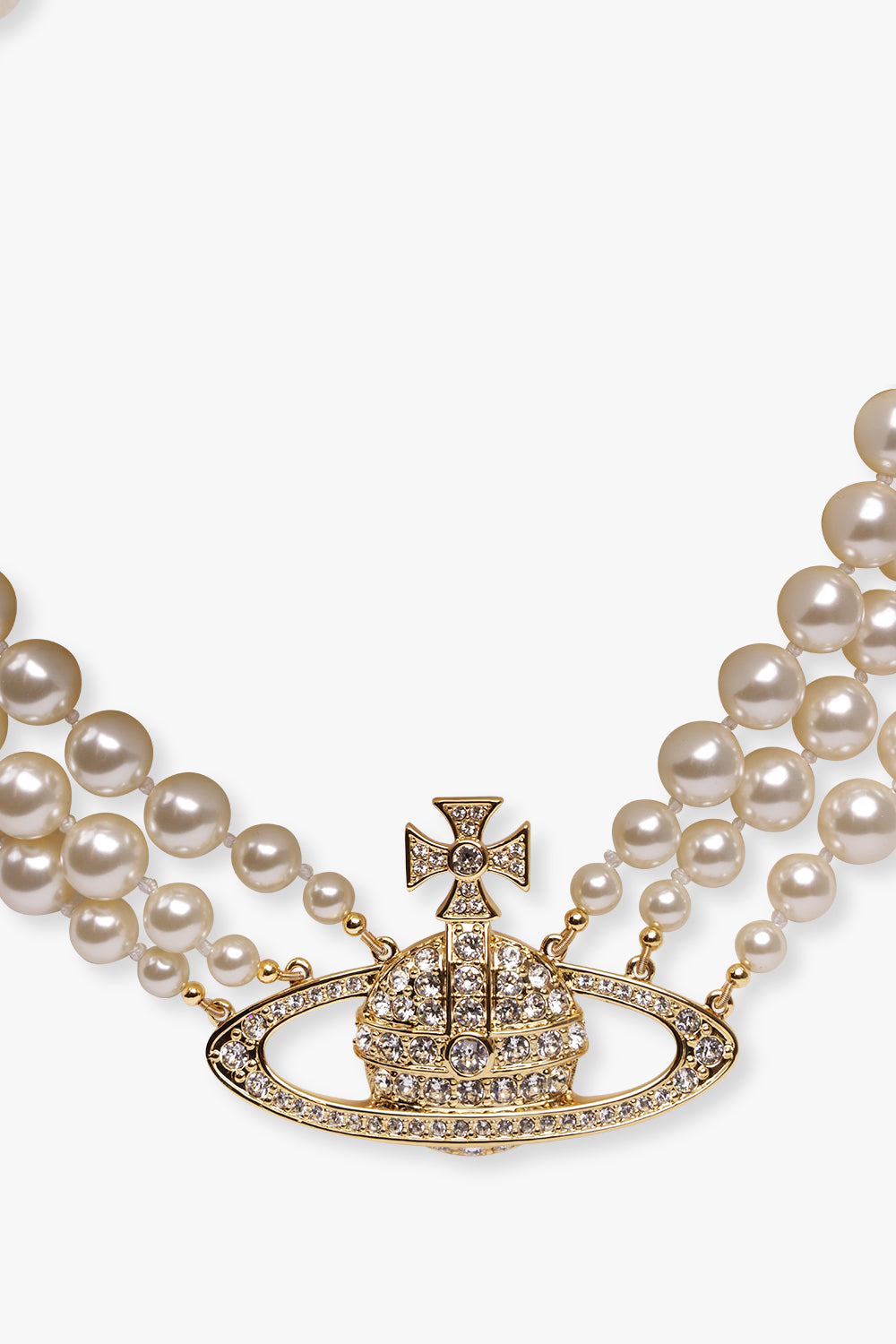 VIVIENNE WESTWOOD JEWELLERY Gold THREE ROW PEARL BAS RELIEF | GOLD
