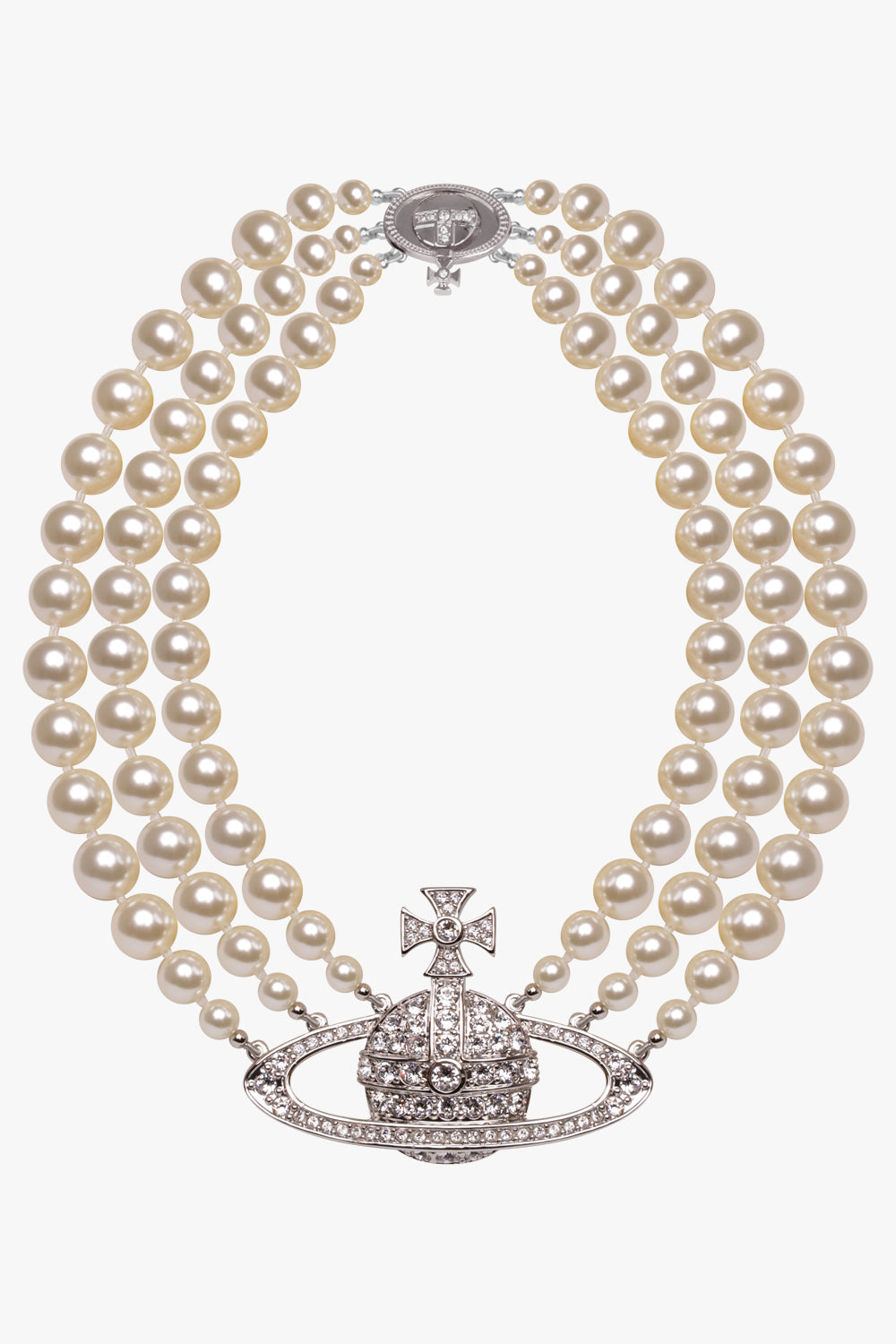 VIVIENNE WESTWOOD JEWELLRY SILVER / SILVER THREE ROW PEARL BAS RELIEF | SILVER