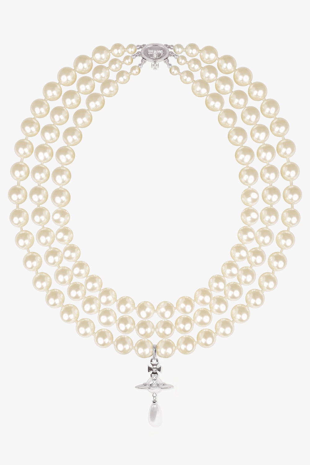 Three Row Pearl Drop Choker | White/Gold – Parlour X