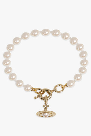 VIVIENNE WESTWOOD JEWELLERY Gold Aleksa Bracelet | Gold/Cream Rose Pearl