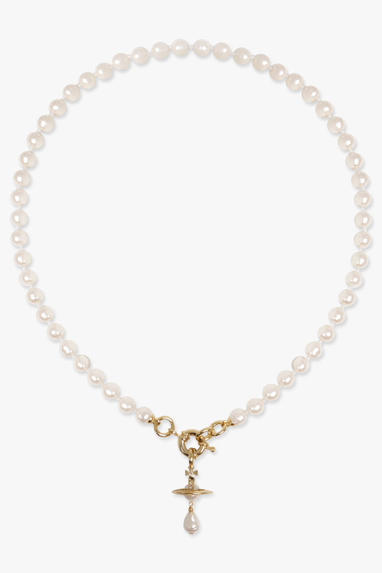 VIVIENNE WESTWOOD JEWELLRY GOLD / GOLD ALEKSA PEARL NECKLACE | CREAM ROSE PEARL/GOLD