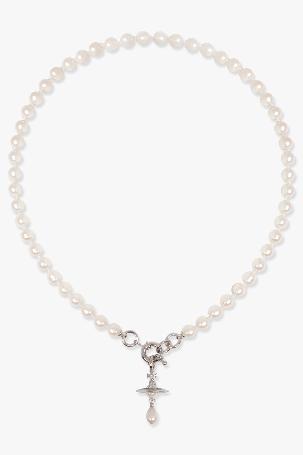 VIVIENNE WESTWOOD JEWELLRY SILVER / SILVER ALEKSA PEARL NECKLACE | CREAM ROSE PEARL/SILVER