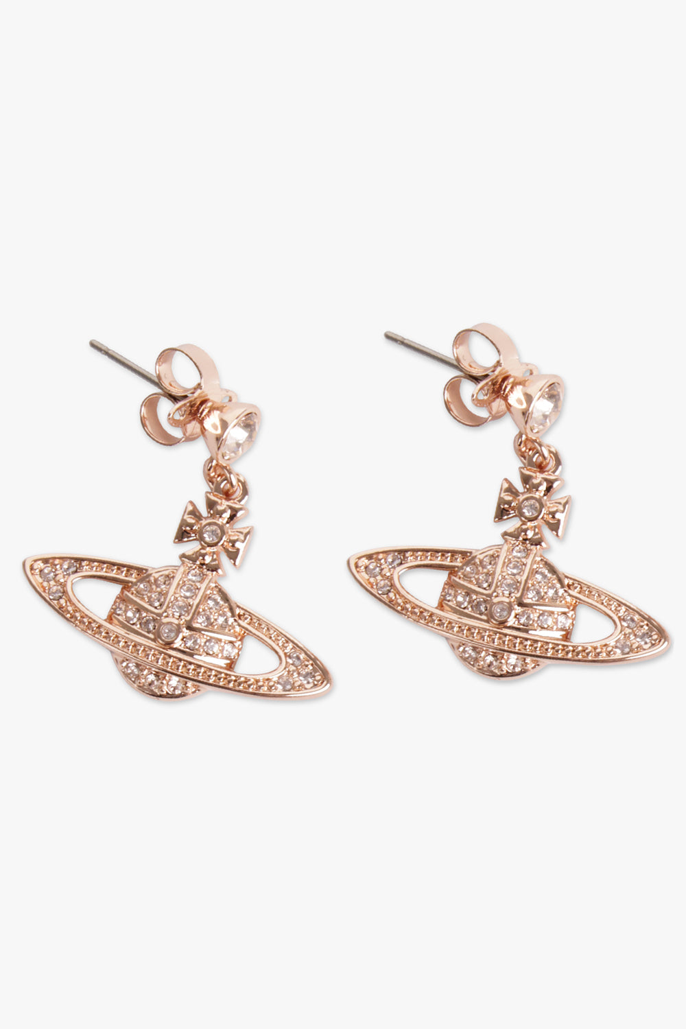 VIVIENNE WESTWOOD JEWELLRY PINK / PINK MINI BAS RELIEF DROP EARRINGS | ROSE GOLD