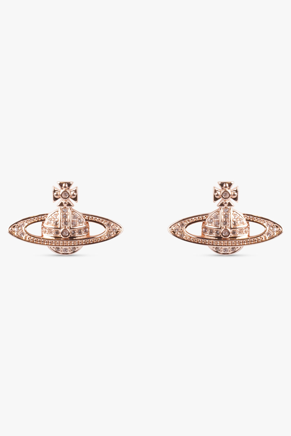 VIVIENNE WESTWOOD JEWELLRY PINK / PINK MINI BAS RELIEF EARRINGS | ROSE GOLD