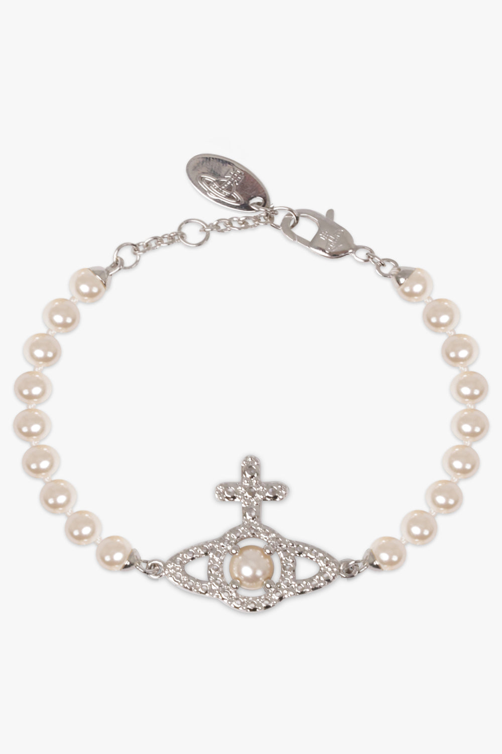 VIVIENNE WESTWOOD JEWELLRY SILVER / SILVER OLYMPIA PEARL BRACELET | CREAM ROSE PEARL/SILVER
