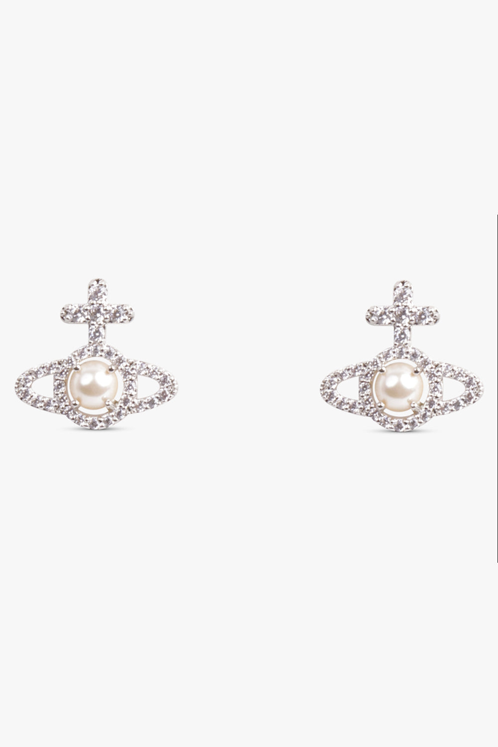 VIVIENNE WESTWOOD JEWELLRY SILVER / SILVER OLYMPIA PEARL EARRINGS | CREAM ROSE PEARL/SILVER