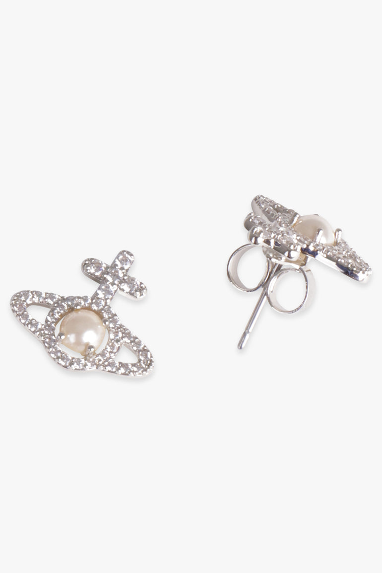 VIVIENNE WESTWOOD JEWELLRY SILVER / SILVER OLYMPIA PEARL EARRINGS | CREAM ROSE PEARL/SILVER