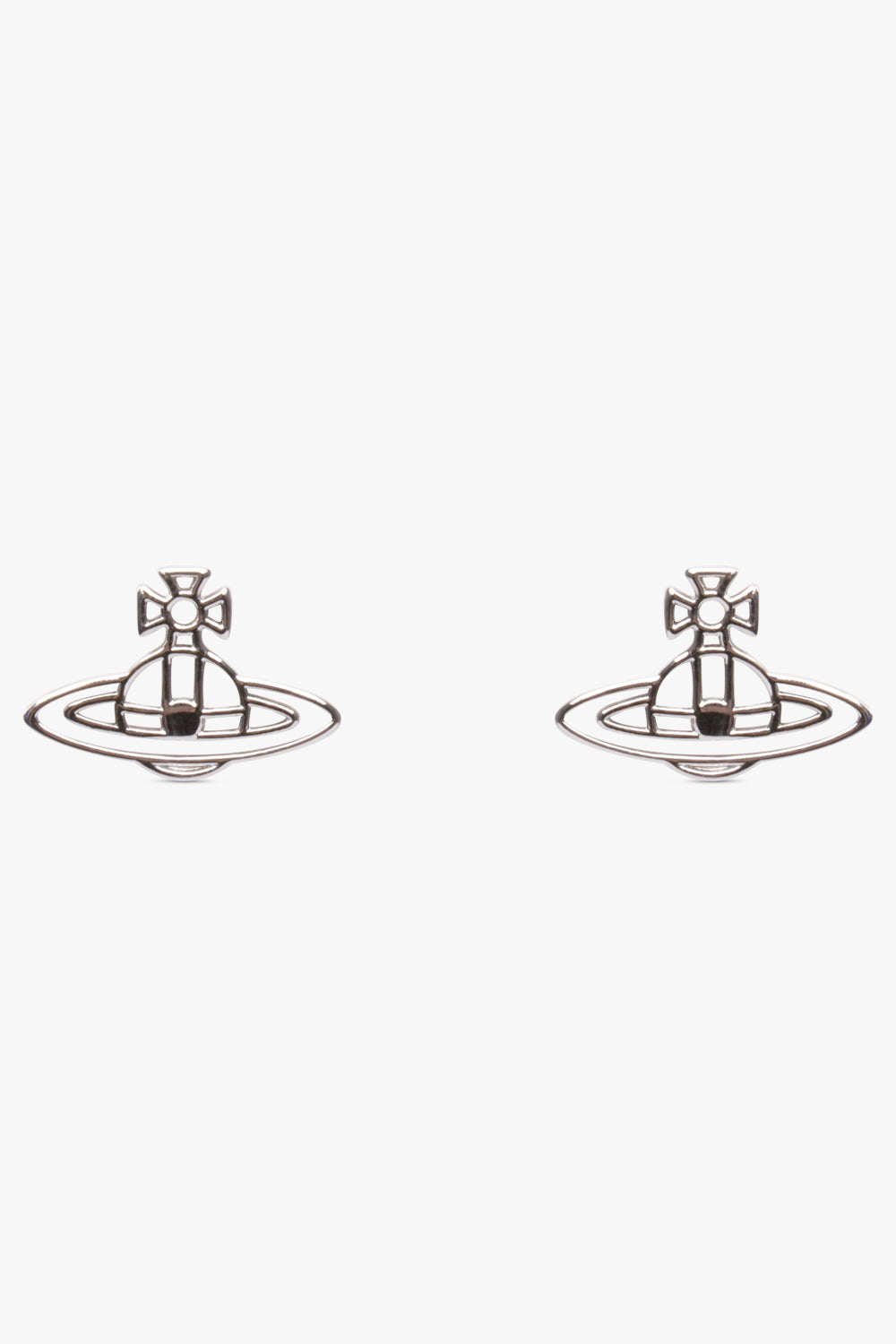VIVIENNE WESTWOOD JEWELLRY SILVER / SILVER THIN LINES FLAT ORB STUD | SILVER