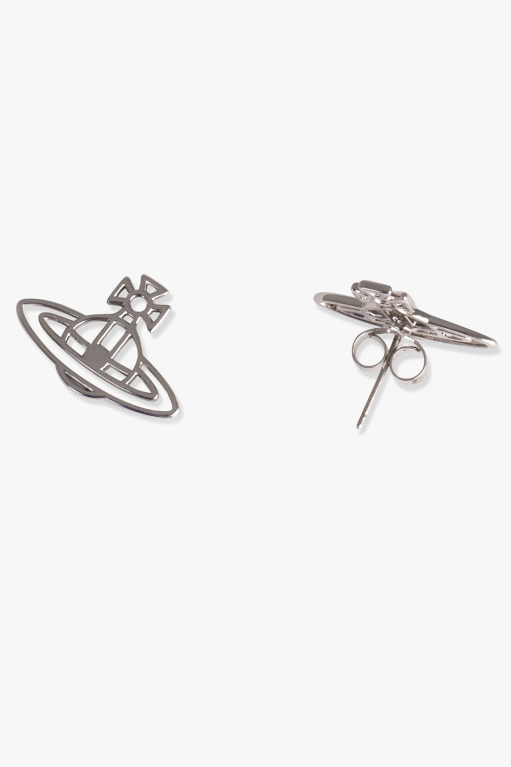 VIVIENNE WESTWOOD JEWELLRY SILVER / SILVER THIN LINES FLAT ORB STUD | SILVER