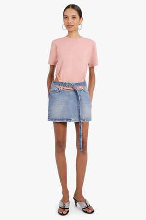 Y/PROJECT RTW DENIM MINI SKIRT Y-BELT ARC CUT OUT | FADED BLUE