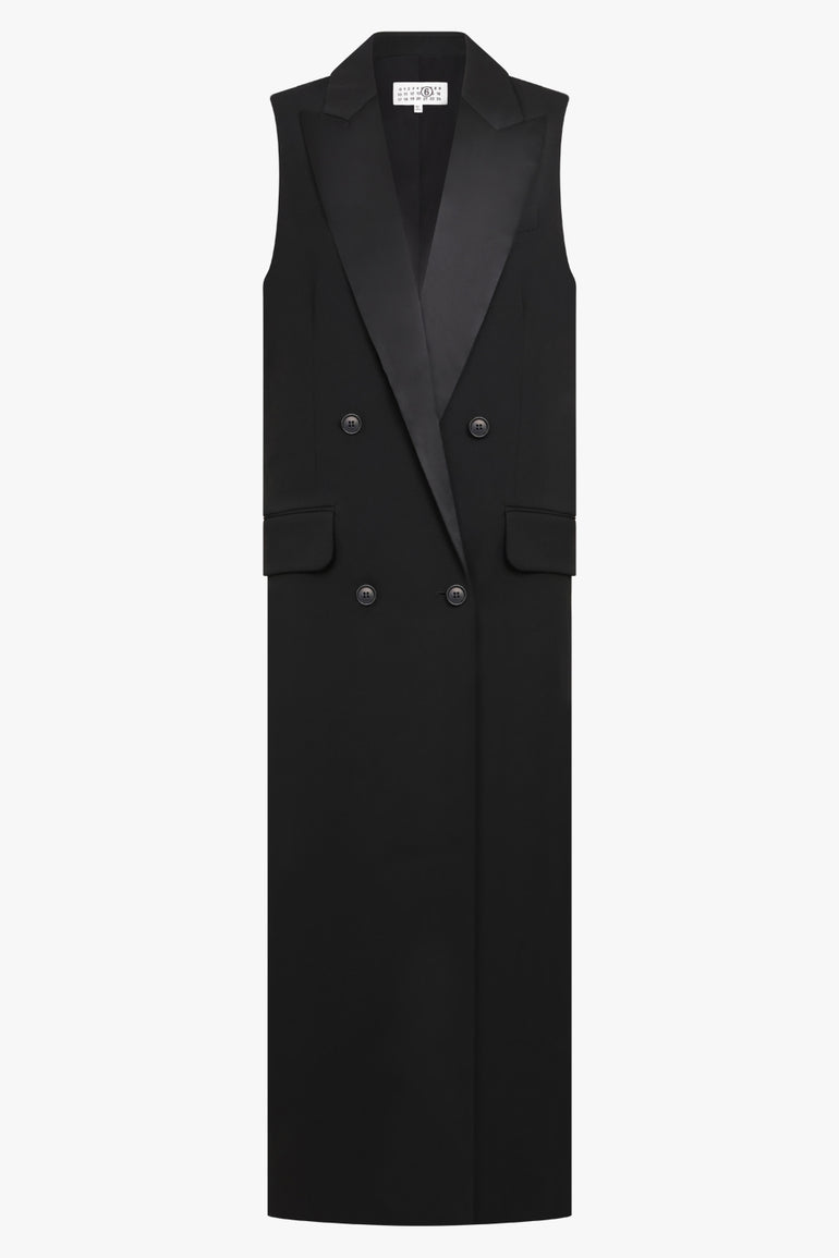MM6 BY MAISON MARGIELA RTW LONG LENGTH TUXEDO DETAIL GILET VEST | BLACK