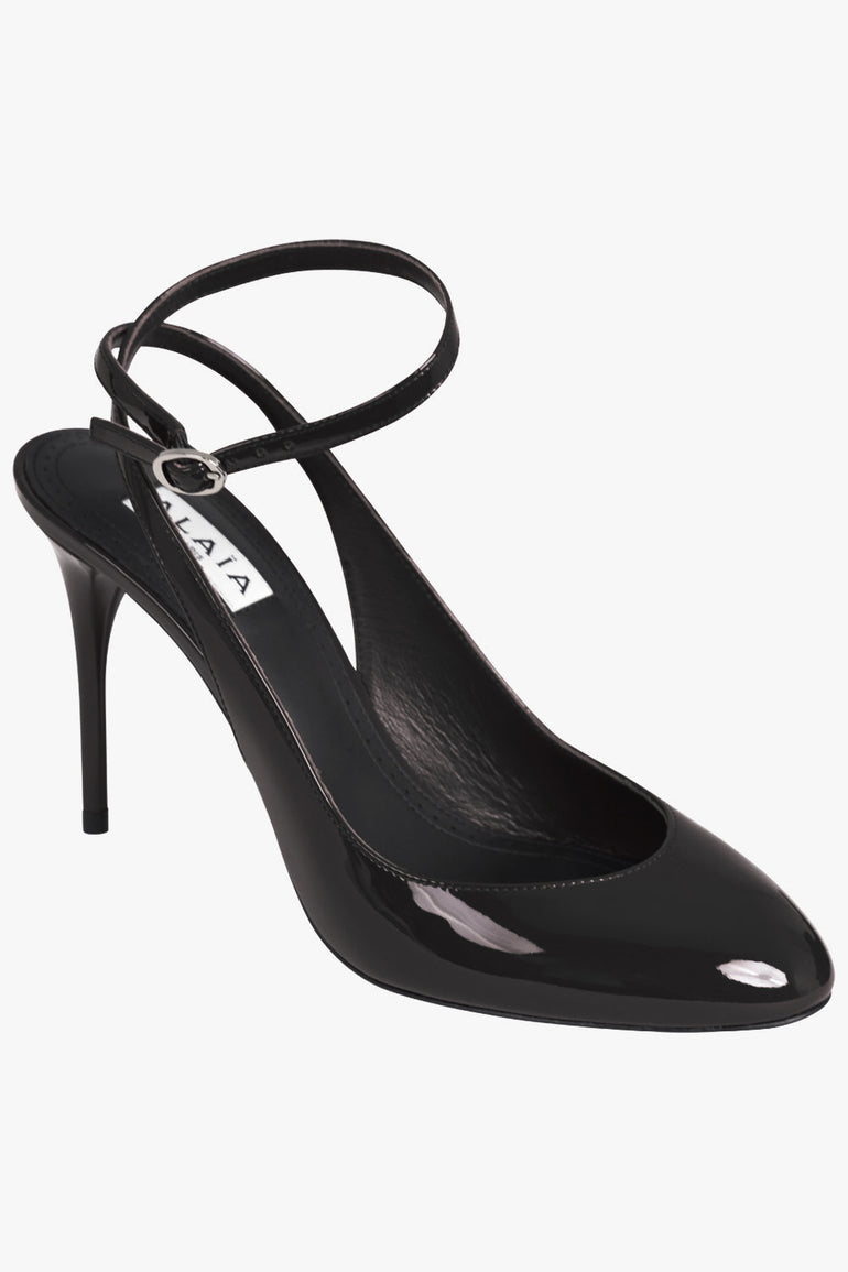 Decollete Patent 90mm Closed Slingback Heel Black – Parlour X