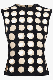 AWAKE MODE RTW Layered Hole Detail S/Less Top | Black/Nude