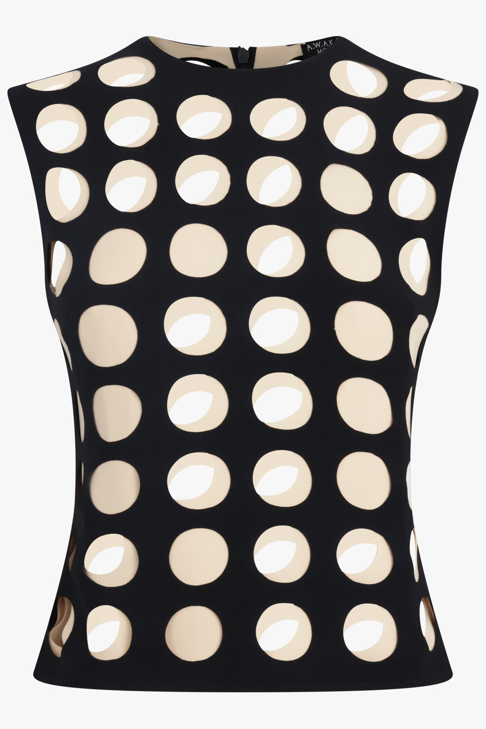 AWAKE MODE RTW Layered Hole Detail S/Less Top | Black/Nude