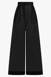 AWAKE MODE RTW Sheer Wide Leg Extra Long Pant | Black