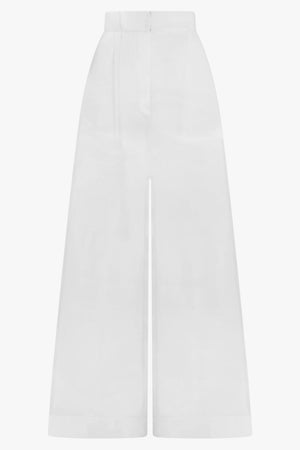 AWAKE MODE RTW Sheer Wide Leg Extra Long Pant | White