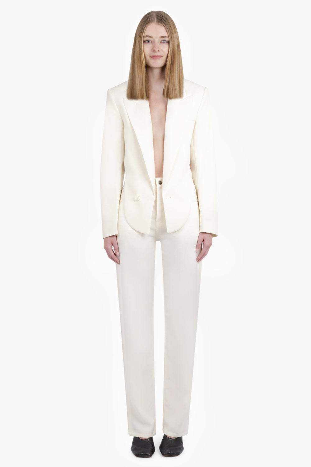 PHOEBE PHILO RTW Back Cut out Tailored Single Breasted Jacket | Cream