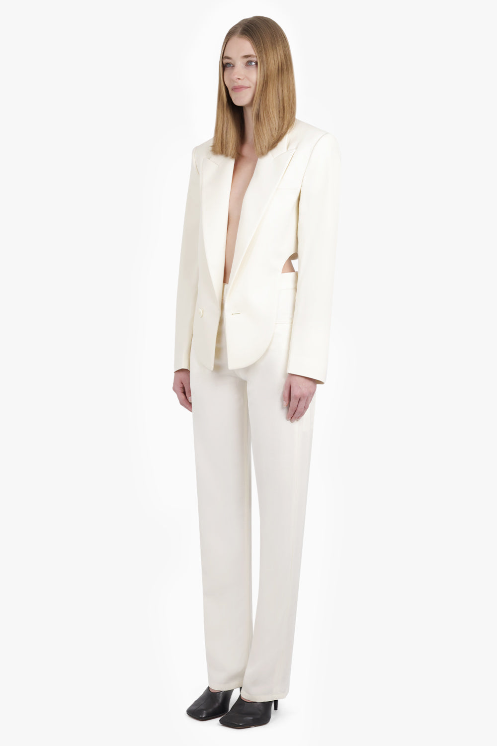 PHOEBE PHILO RTW Back Cut out Tailored Single Breasted Jacket | Cream