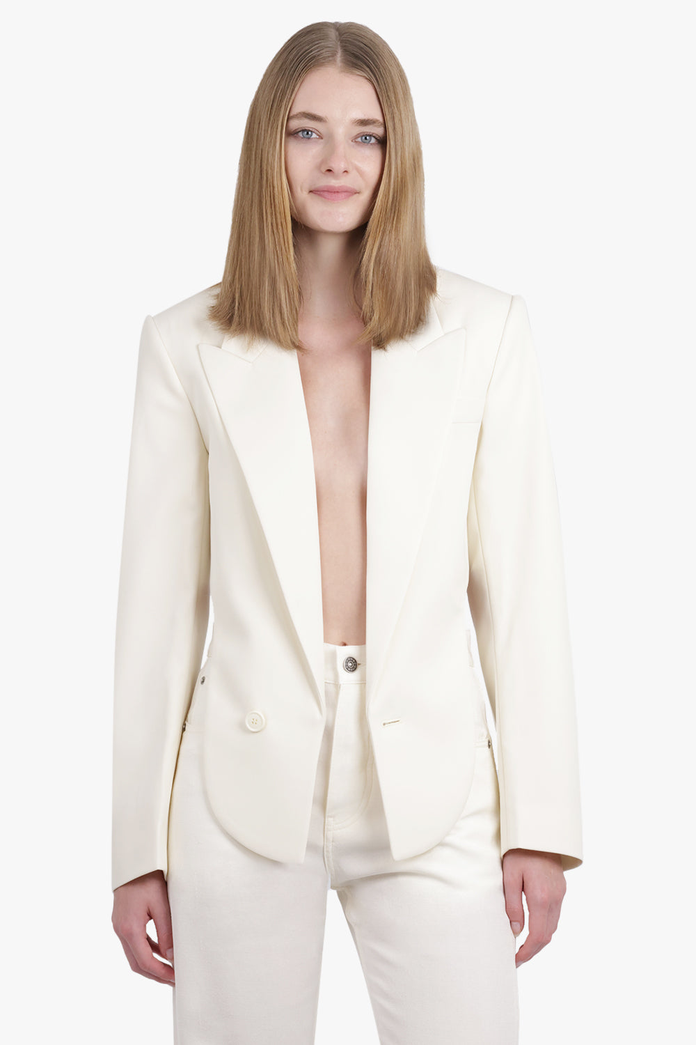 PHOEBE PHILO RTW Back Cut out Tailored Single Breasted Jacket | Cream