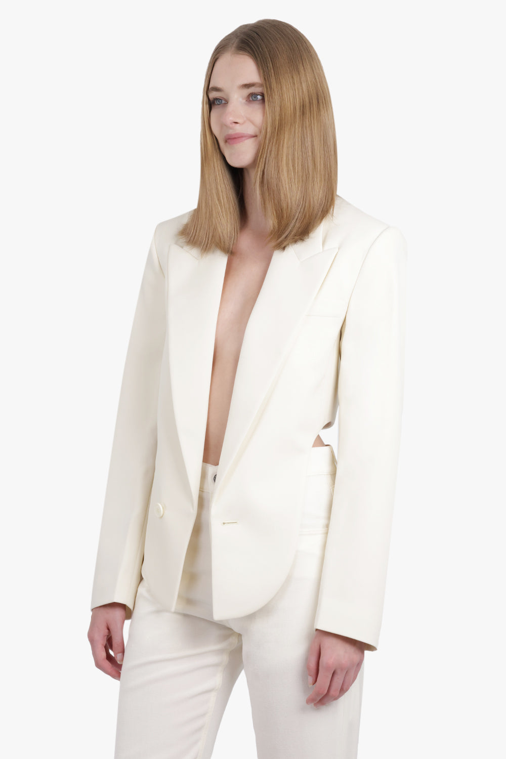 PHOEBE PHILO RTW Back Cut out Tailored Single Breasted Jacket | Cream