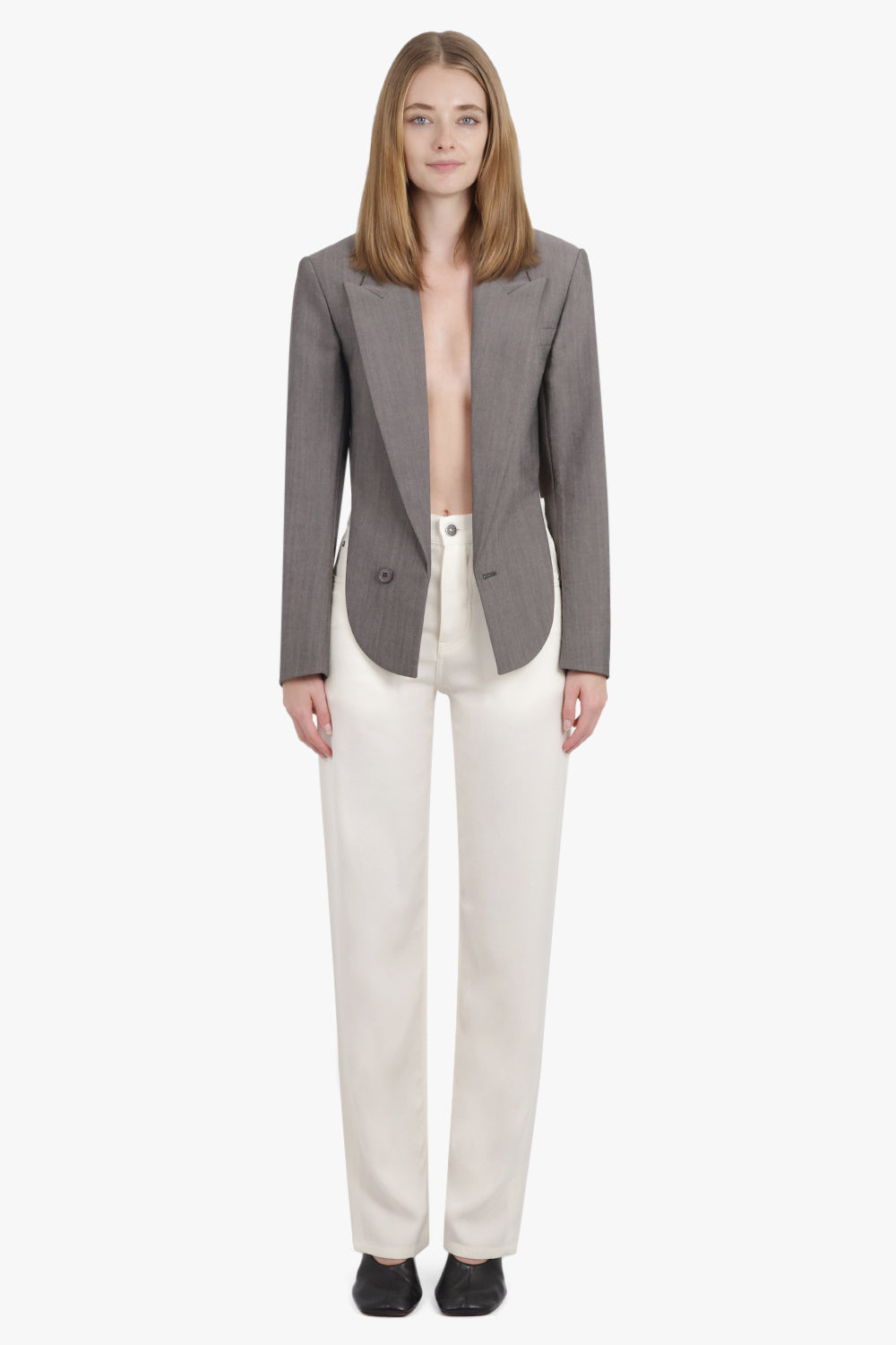 PHOEBE PHILO RTW Back Cut out Tailored Single Breasted Jacket | Dark Taupe