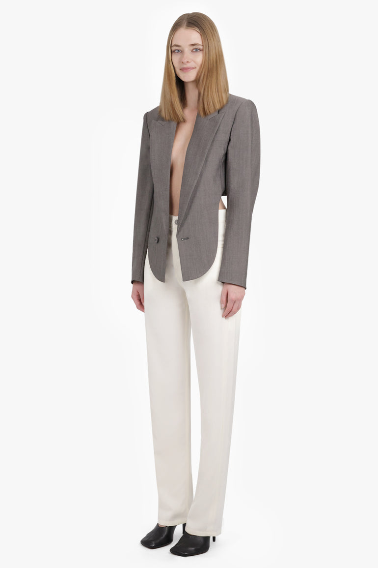 PHOEBE PHILO RTW Back Cut out Tailored Single Breasted Jacket | Dark Taupe