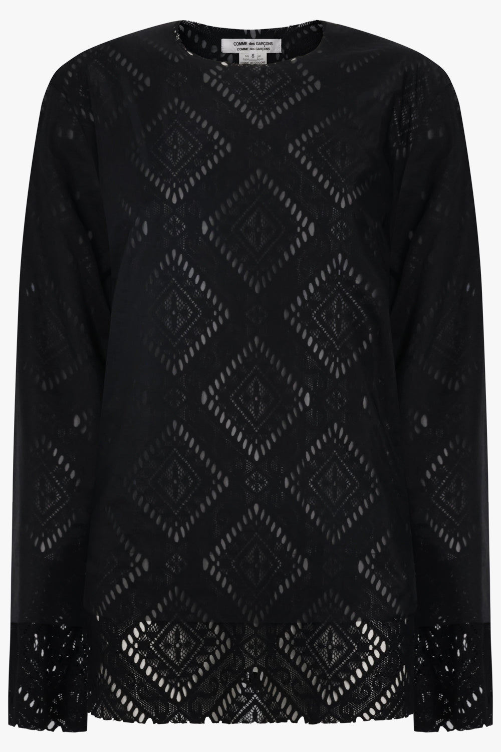 COMME DES GARCONS RTW Layered L/S Sheer X Lace Top | Black