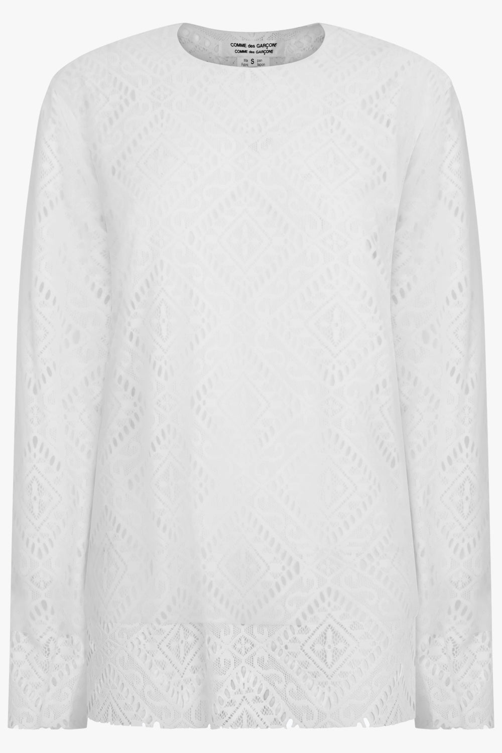 COMME DES GARCONS RTW Layered L/S Sheer X Lace Top | Off White