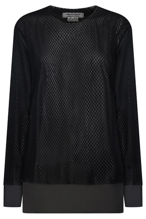 COMME DES GARCONS RTW Layered L/S Sheer X Netted Mesh Top | Black