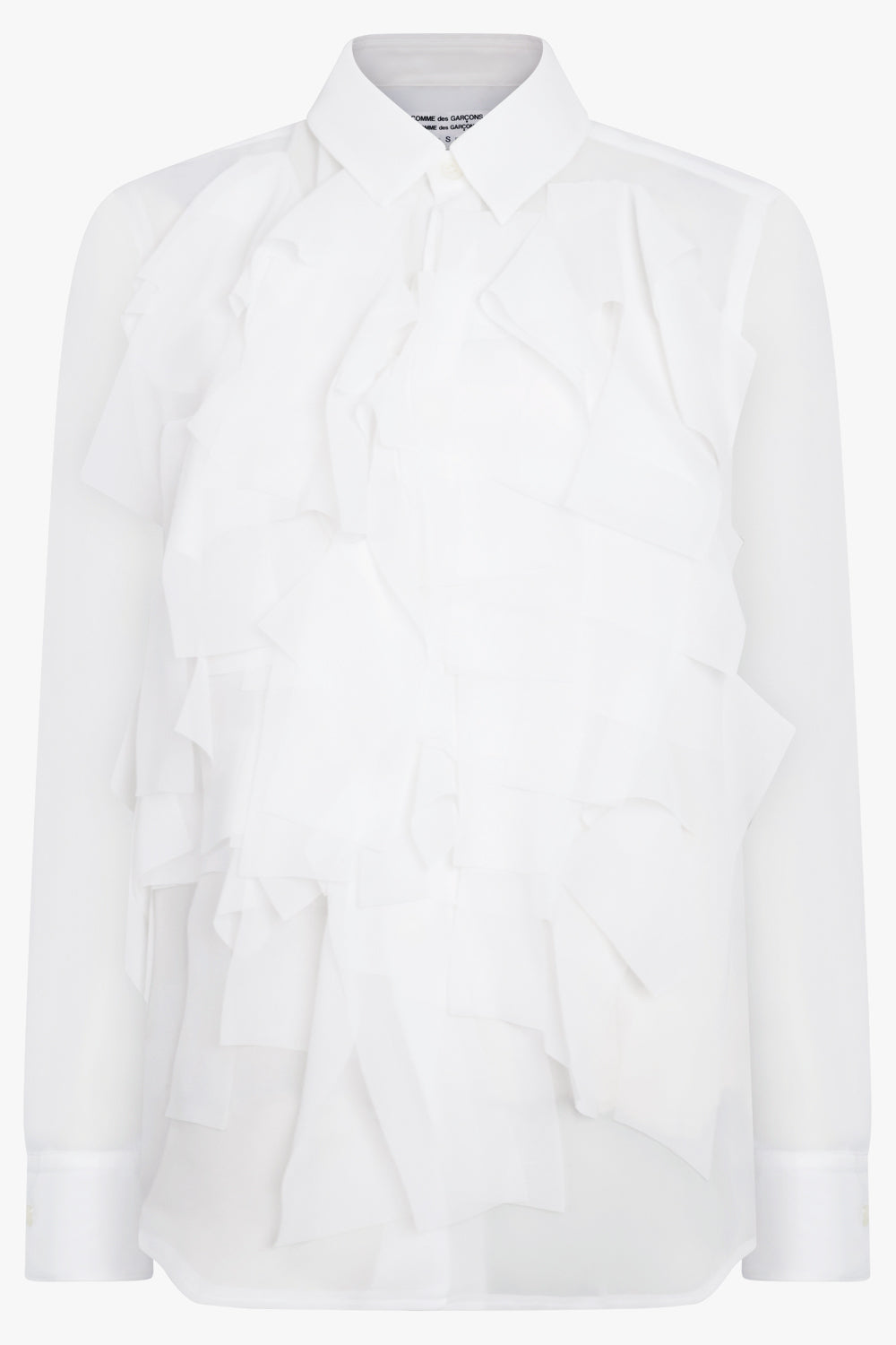 COMME DES GARCONS RTW Sheer L/S Rectangular Layered Detail Shirt | White