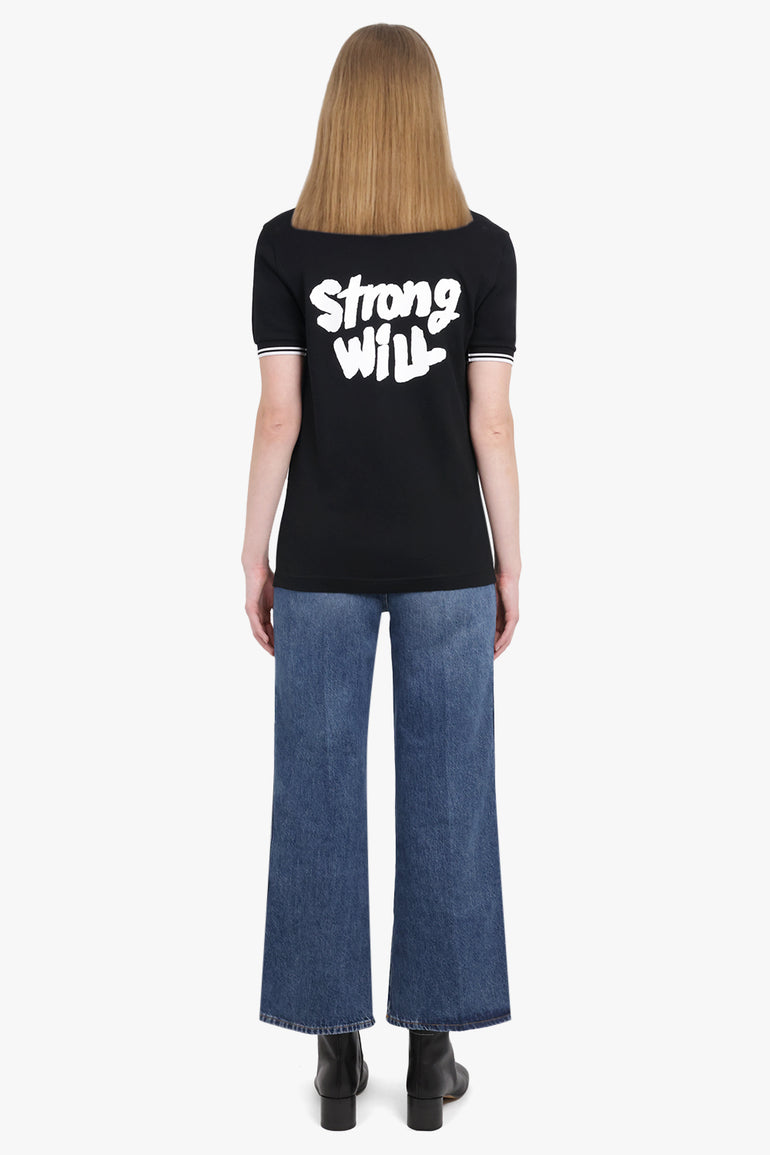 COMME DES GARCONS SHIRT RTW Fred Perry 'Strong Will' S/S Polo Shirt | Black