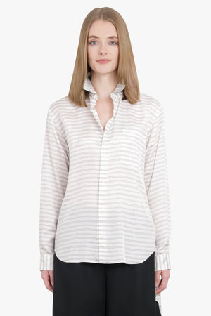 COMME DES GARCONS HOMME PLUS RTW Stripe Longline Hi-Lo L/S Shirt | White/Black