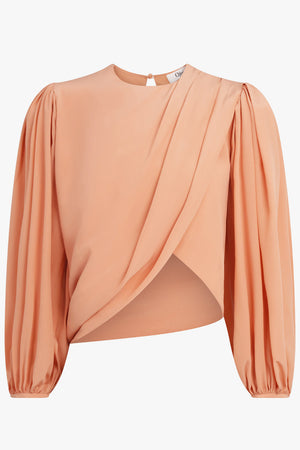 CHLOE RTW Drape Crossover L/S Blouse | Blushy Pink