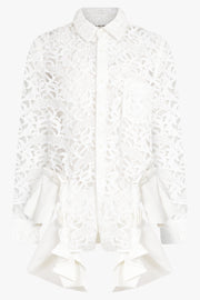 COMME DES GARCONS RTW Lace L/S Shirt With Ruffle Panels | Off White