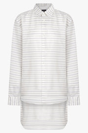 COMME DES GARCONS HOMME PLUS RTW Stripe Longline Hi-Lo L/S Shirt | White/Black