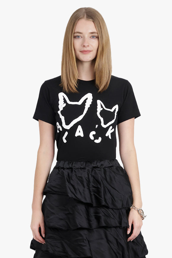 COMME DES GARCONS BLACK RTW X Filip Pagowski S/S Cat Print T-Shirt | Black/White