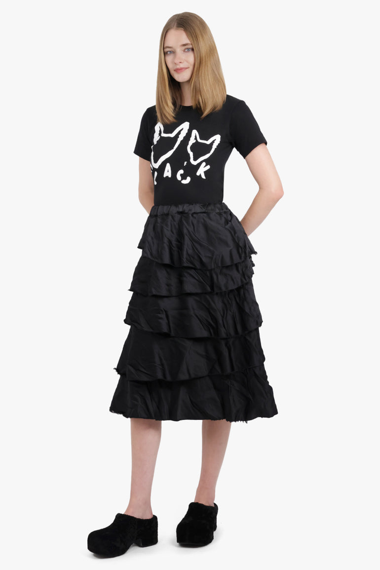 COMME DES GARCONS BLACK RTW X Filip Pagowski S/S Cat Print T-Shirt | Black/White