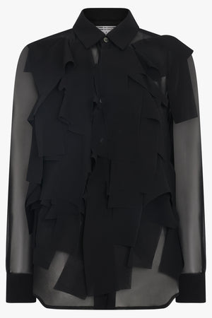 COMME DES GARCONS RTW Sheer L/S Rectangular Layered Detail Shirt | Black