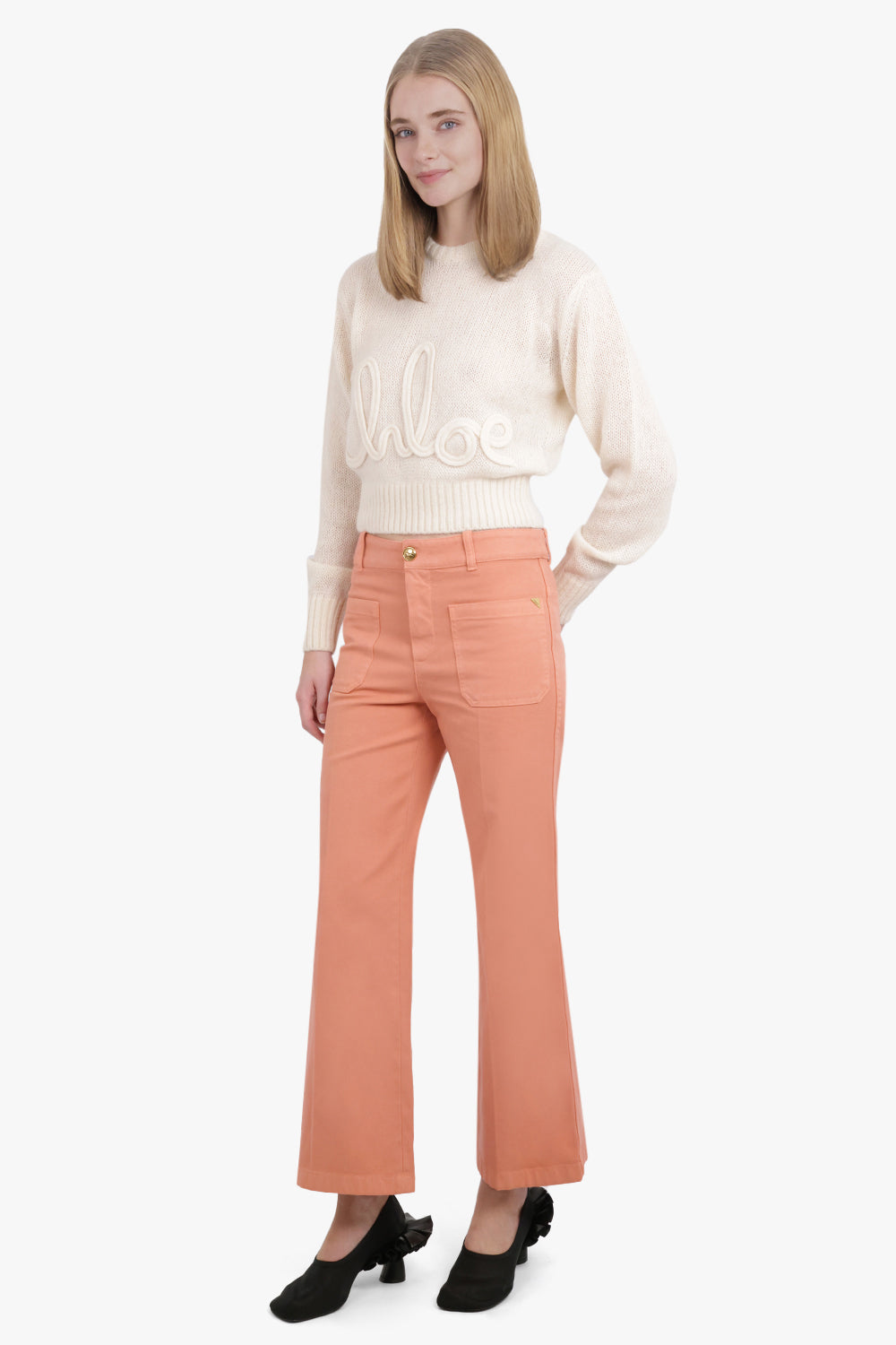 CHLOE RTW Wide Leg Jeans | Shell Coral