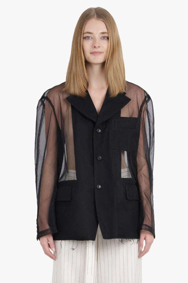 COMME DES GARCONS BLACK RTW Mesh Netted Single Breasted Jacket | Black