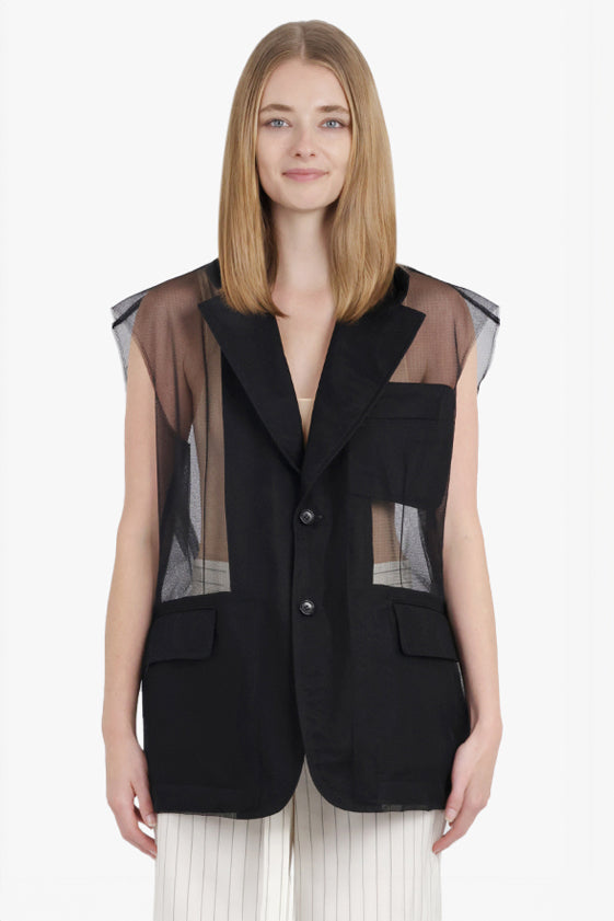 COMME DES GARCONS BLACK RTW Mesh Netted Single Breasted Vest | Black