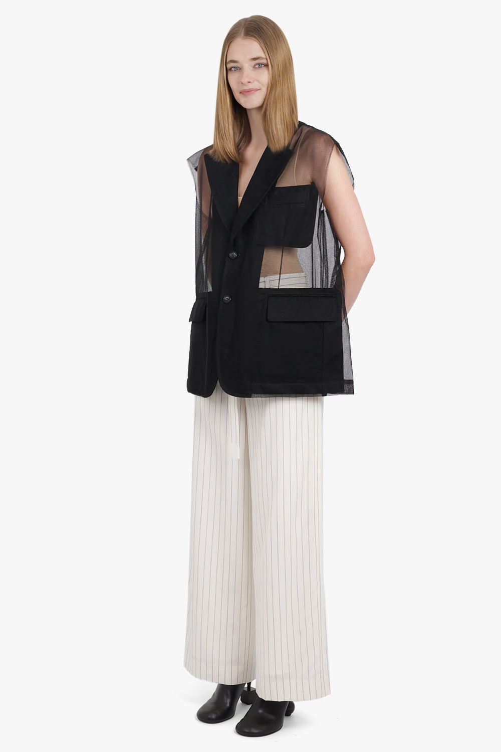COMME DES GARCONS BLACK RTW Mesh Netted Single Breasted Vest | Black