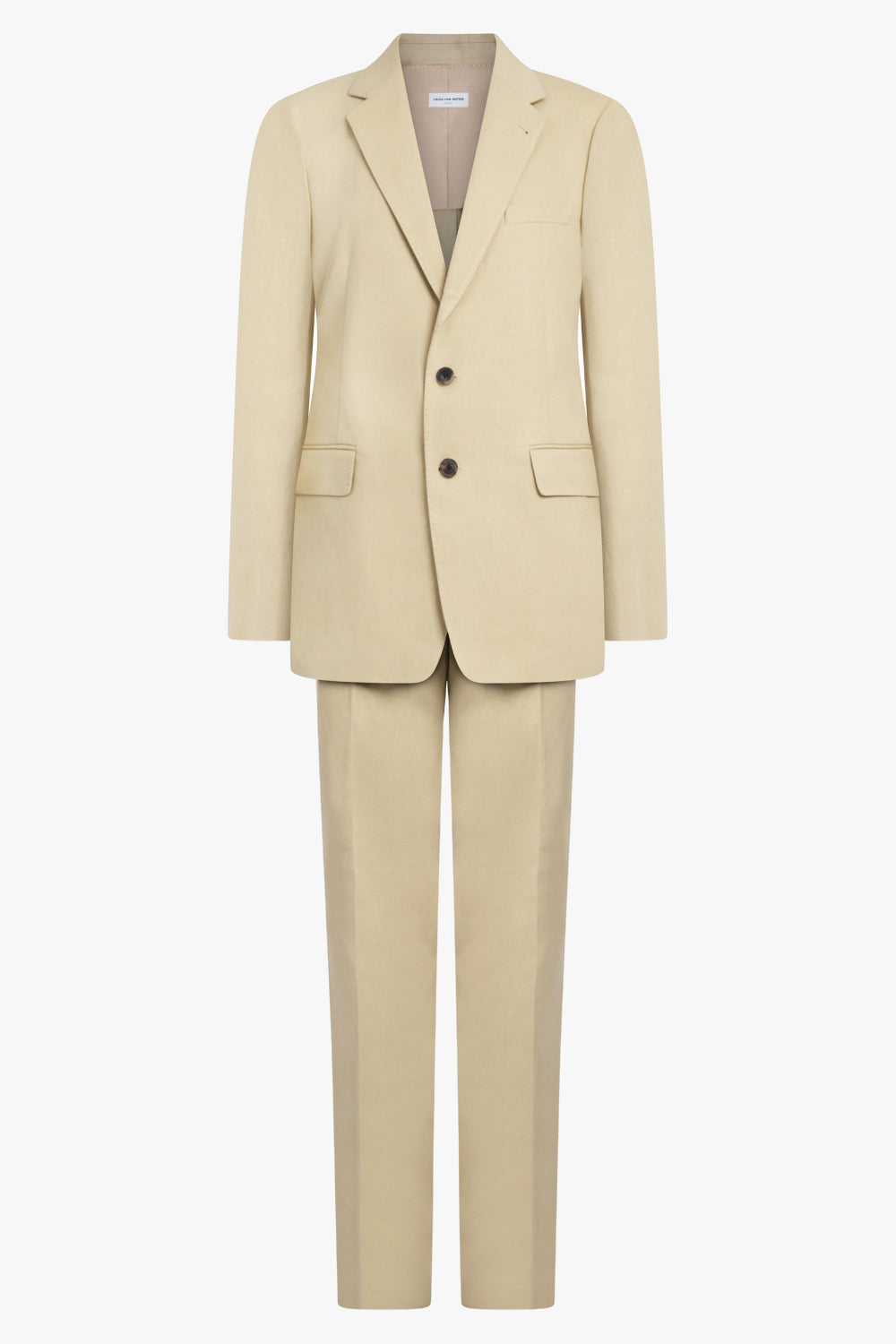DRIES VAN NOTEN RTW Single Breasted Relaxed Suit Jacket x Pant | Hay Beige