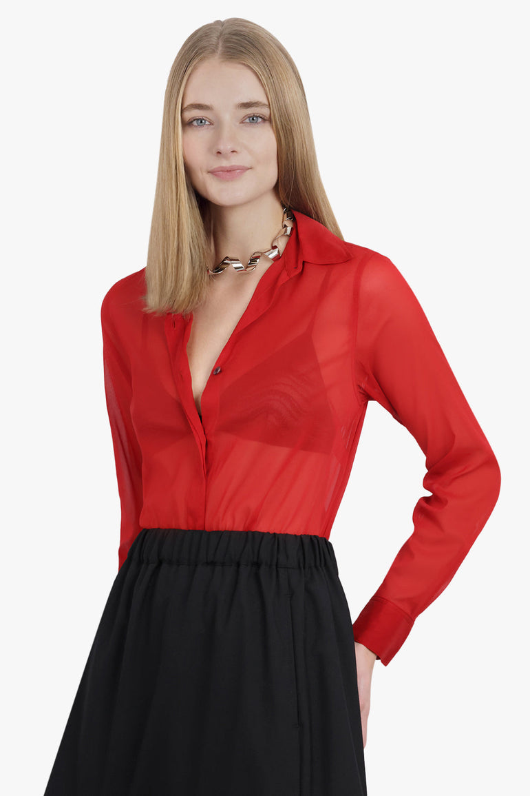 DRIES VAN NOTEN RTW Chowy Regular Fit L/S Shirt | Red