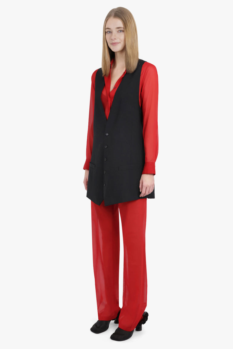MM6 BY MAISON MARGIELA RTW Long Length Buttoned Waistcoat | Black