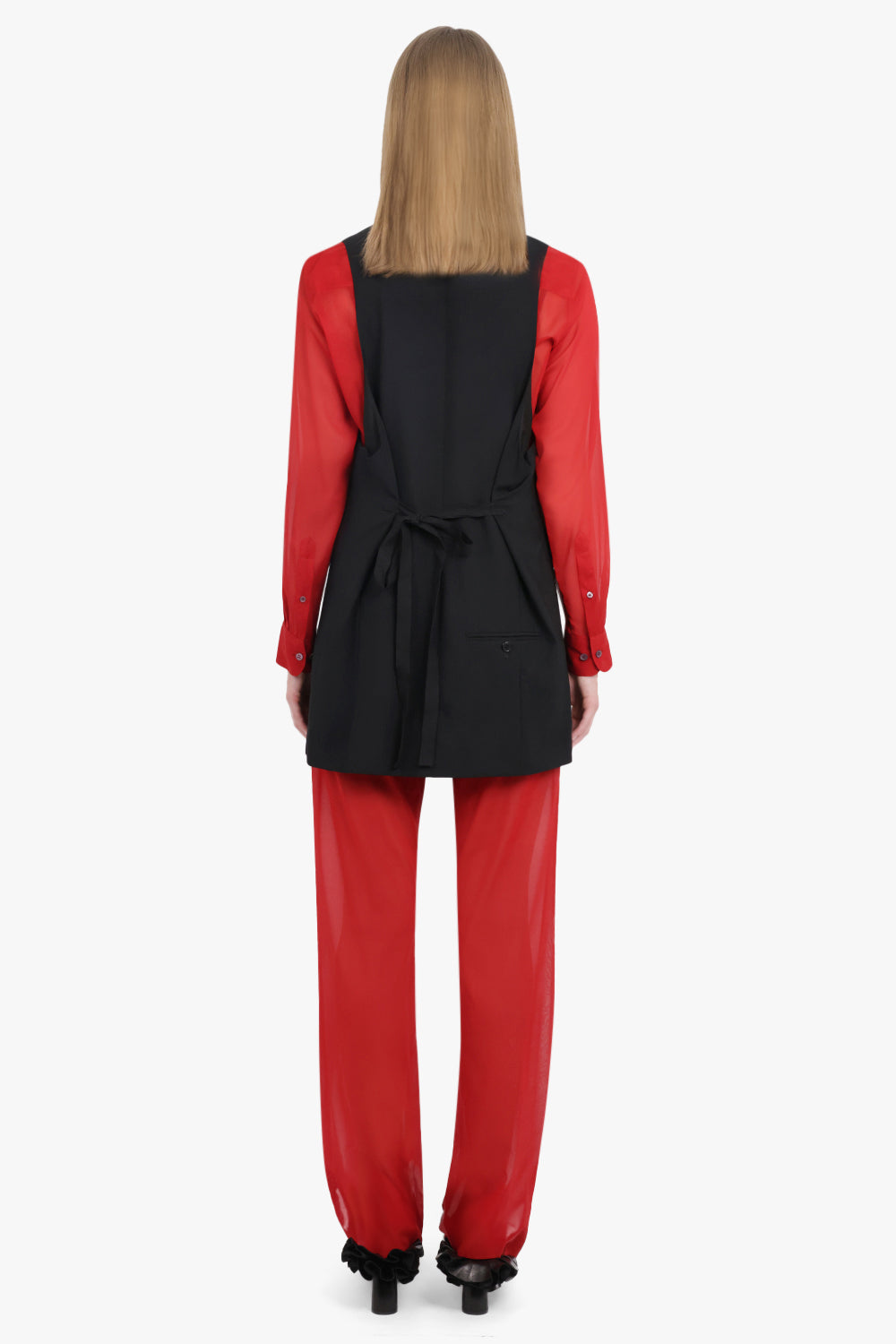 MM6 BY MAISON MARGIELA RTW Long Length Buttoned Waistcoat | Black