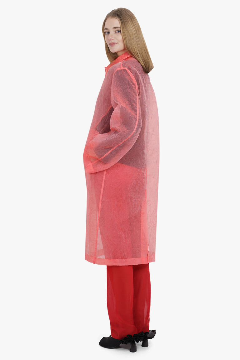 DRIES VAN NOTEN RTW Rankles Sheer Long Coat | Light Red