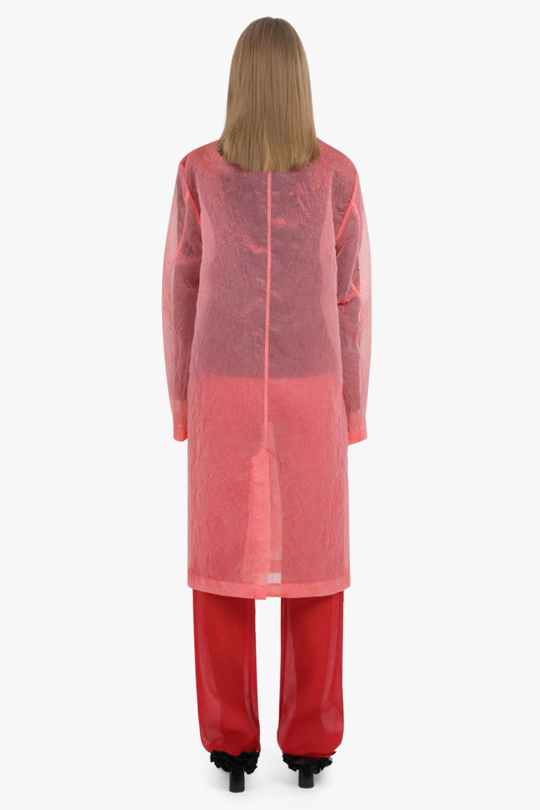 DRIES VAN NOTEN RTW Rankles Sheer Long Coat | Light Red