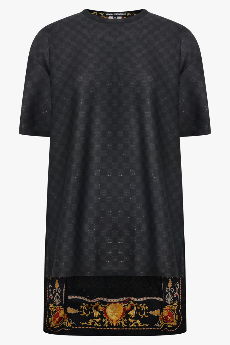 JUNYA WATANABE RTW Glitter S/S Top X Versace Scarf Print Back | Black/Yellow/Red